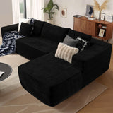 OVIOS 104" L-Shape Modular Couch with Chaise,Corduroy Fabric,No Assembly Required