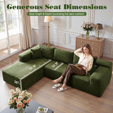 OVIOS 104" L-Shape Modular Couch with Chaise,Cloud Velvet Fabric,No Assembly Required