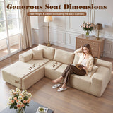 OVIOS 104" L-Shape Modular Couch with Chaise, Plush Corduroy Fabric, No Assembly Required