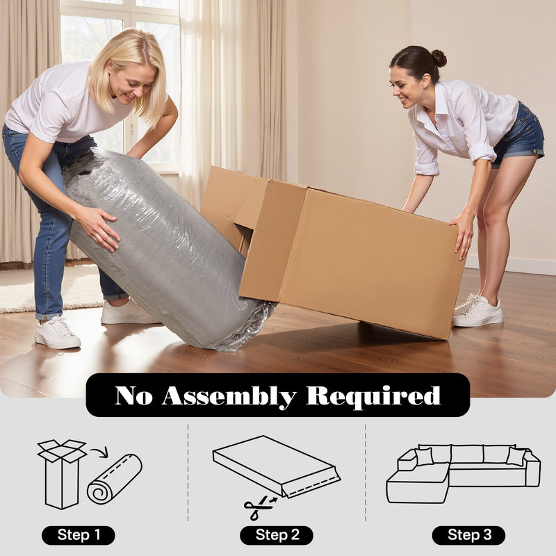 OVIOS 104" L-Shape Modular Couch with Chaise,Corduroy Fabric,No Assembly Required