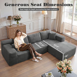 OVIOS 104" L-Shape Modular Couch with Chaise,Corduroy Fabric,No Assembly Required