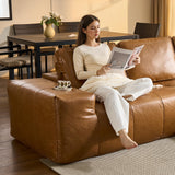 OVIOS 114" Cloud Sectional Sofa - L-Shaped Faux Leather Modular Couch with Deep Seat Chaise