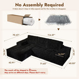OVIOS 114" Cloud Sectional Sofa - L-Shaped Faux Leather Modular Couch with Deep Seat Chaise