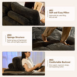 OVIOS 114" Cloud Sectional Sofa - L-Shaped Faux Leather Modular Couch with Deep Seat Chaise