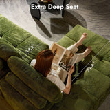 OVIOS 114" Cloud Sectional Sofa - L-Shaped Faux Leather Modular Couch with Deep Seat Chaise