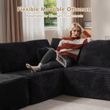 OVIOS Modular Cloud Sofa with Memory Foam, U-Shaped Chaise, Corduroy Upholstery - No Assembly Needed