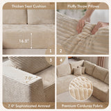 OVIOS Modular Cloud Sofa with Memory Foam, L-Shaped Chaise, Corduroy Upholstery - No Assembly Needed