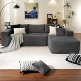 OVIOS 104" L-Shape Modular Couch with Chaise,Corduroy Fabric,No Assembly Required