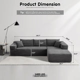 OVIOS 104" L-Shape Modular Couch with Chaise,Corduroy Fabric,No Assembly Required