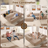 OVIOS 104" L-Shape Modular Couch with Chaise,Corduroy Fabric,No Assembly Required