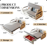 2-in-1 Multifunctional Sofa Bed w/ Adjustable Backrest & Storage